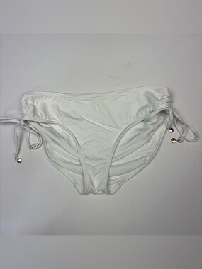 Anne Cole Women Large Bikini Swimsuit Bottom White Tie Size Gold Accent Swimwear